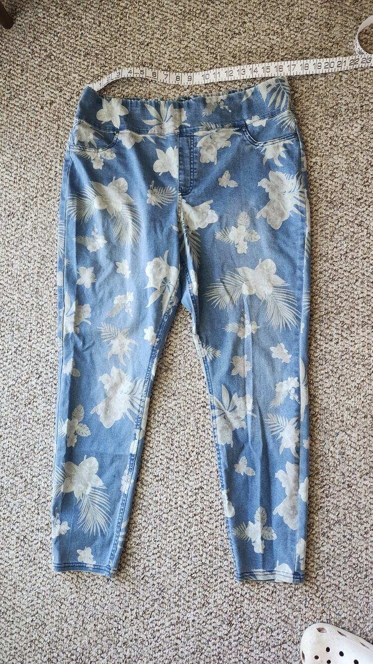 NWT HUE Ultra Soft Denim High Waist Skimmer Leggings XL Tropical Orchid #326